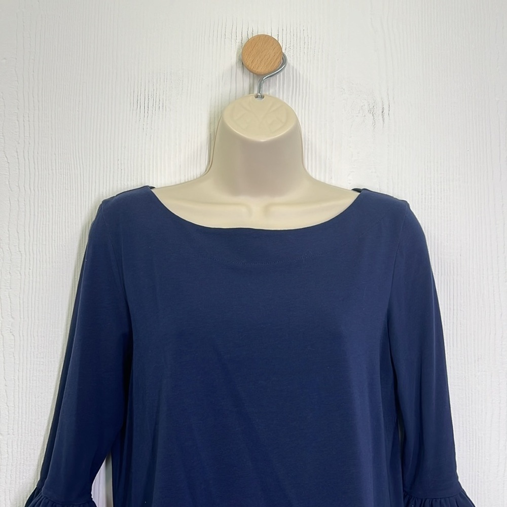 Lilly Pulitzer - Fontaine Navy Blue Bell Sleeves Boatneck Button Closure Top S - Picture 7 of 11